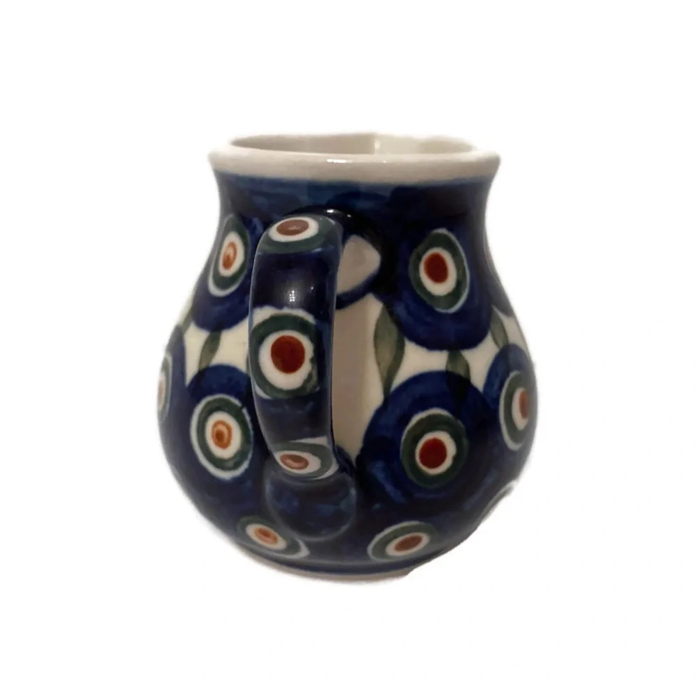 POLISH POTTERY CREAMER MINI PITCHER BLUE WHITE HANDMADE HOME BOLESLAWIEC